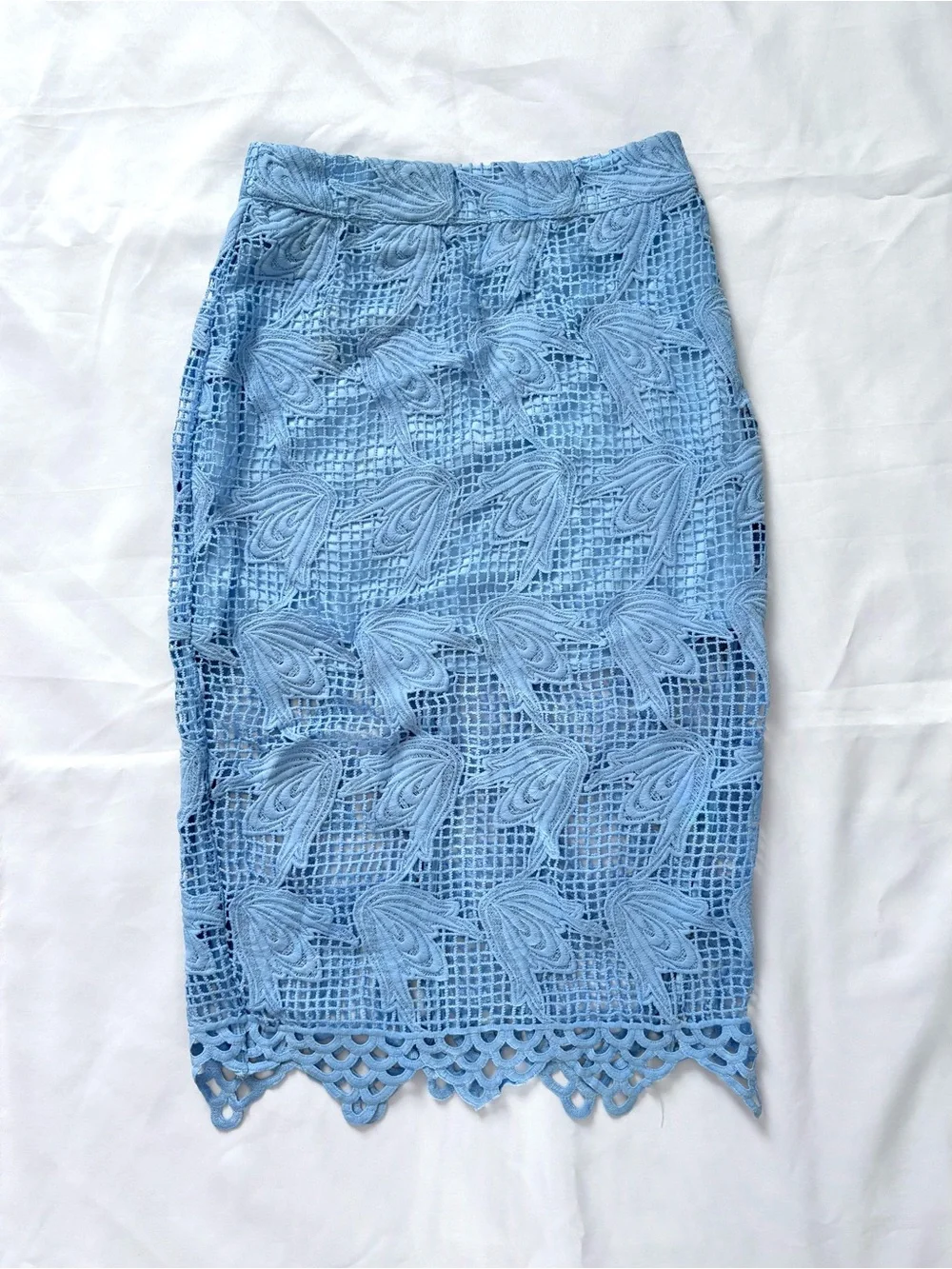 Light Blue Lace Pencil Skirt